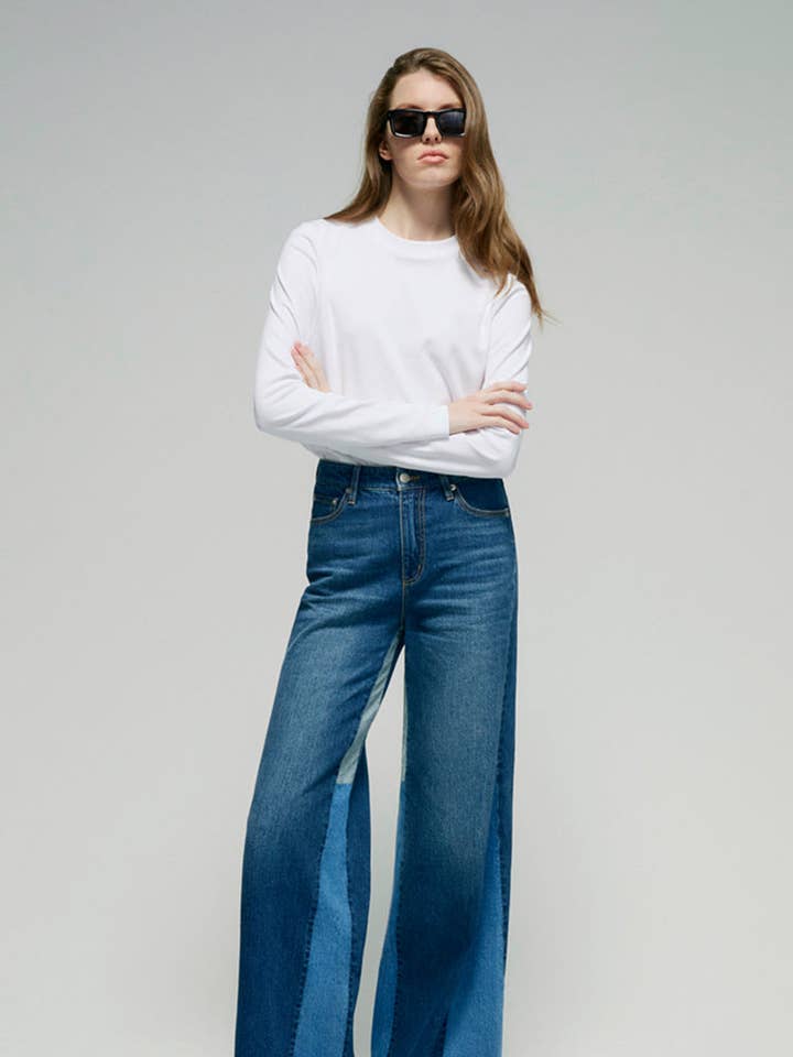 Shadow Split Wideleg Jeans HJ056 for wholesale by Hey Joanie