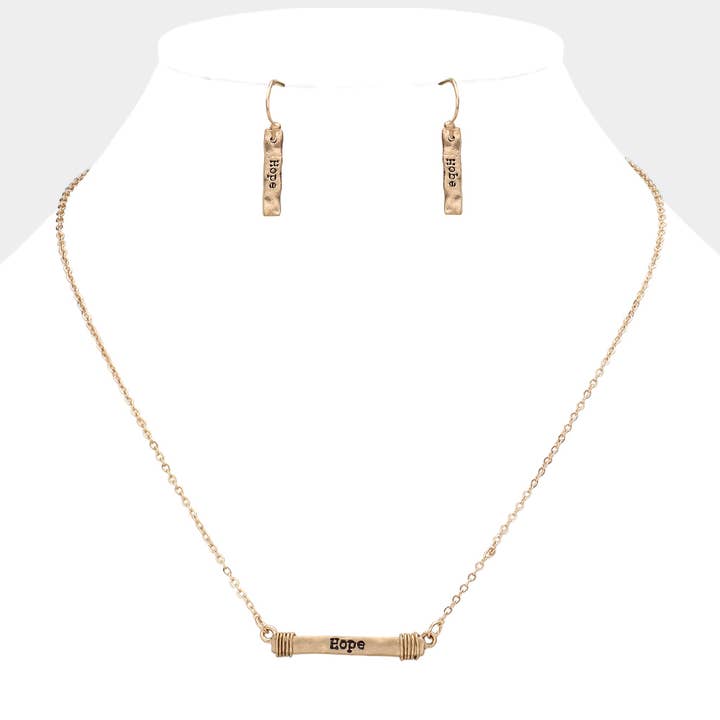 "Hope" Irregular Horizontal Metal Bar Pendant Necklace for wholesale by Sensibling Corp.