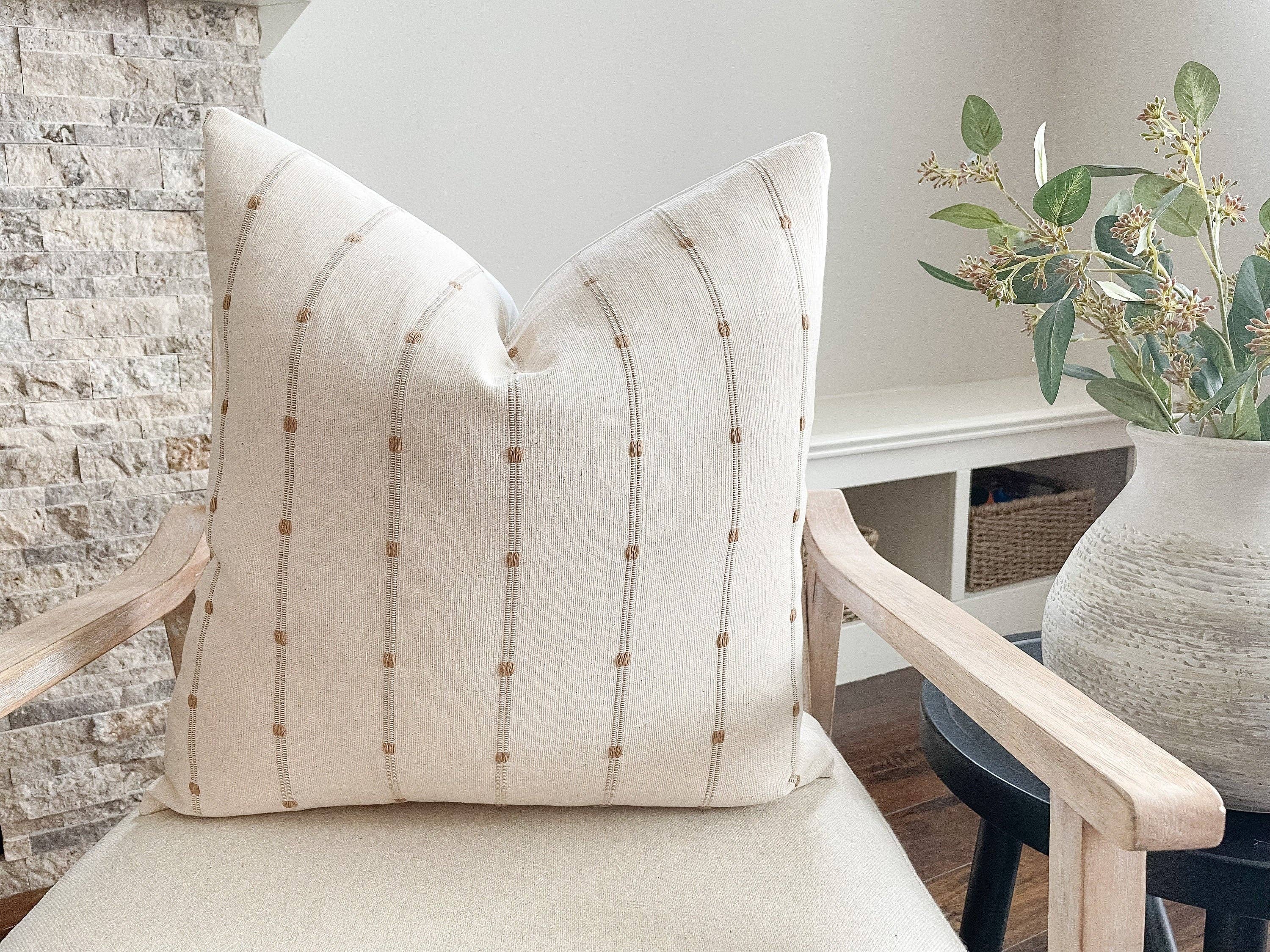 Linen & James - Wholesale Throw Pillow Cover - Ridge | Woven Tan Stripe Pillow Cover3