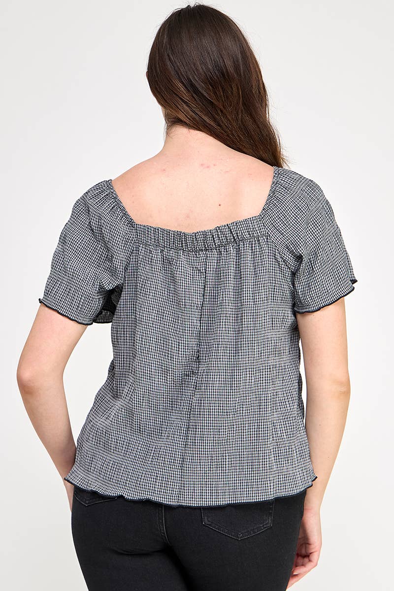 Haute Fox Plus Size & Contemporary - Vente Chemisier – femme - Haut à manches courtes grande taille avec petit nœud - JK18736-T16