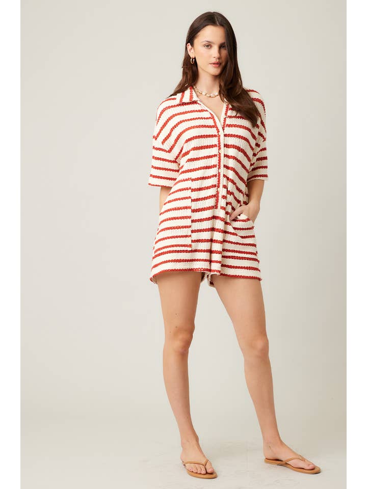 ILLA ILLA - Wholesale Romper - Women's - Slouchy Striped Crochet Romper18