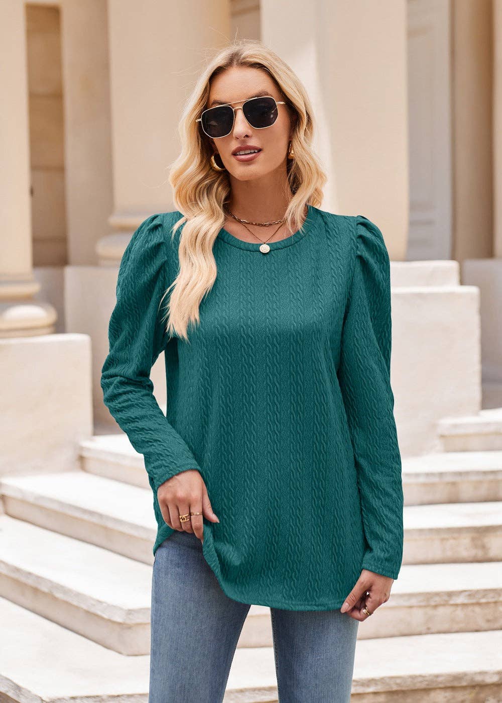 Lovesoft - Wholesale Knit Top - Women's - Solid Color Top Long Sleeve Twist T-Shirt2