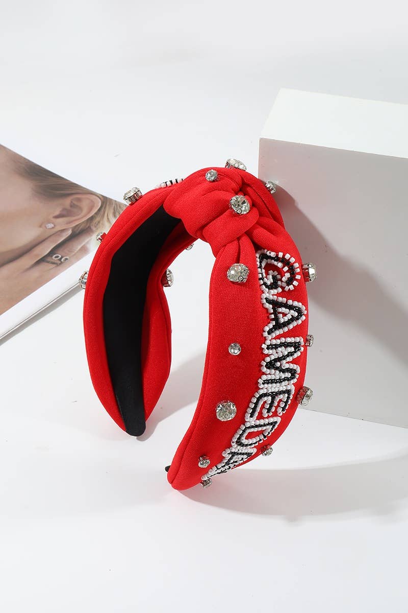 42POPS – Bandana - Mulher por atacado – .Fita de Cabelo com Pedras Preciosas Espírito de Equipa para o Dia do Jogo6