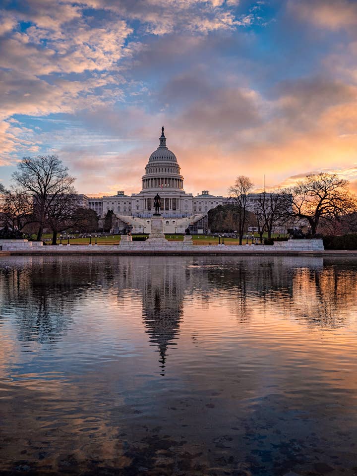 Washington DC Poster - Blue and Orange for wholesale by Posters & Puzzles