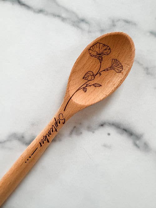 Wood & Ash - Wholesale Kitchen Spoon - Birth Flower Wooden Cooking Spoons8