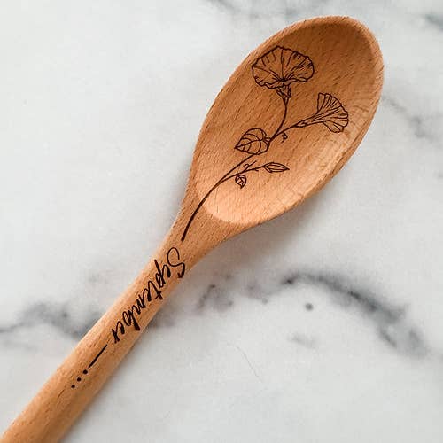 Wood & Ash - Wholesale Kitchen Spoon - Birth Flower Wooden Cooking Spoons8
