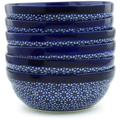 Ensemble de 6 bols thème Dizzy Daisies pour la vente par Polmedia Polish Pottery