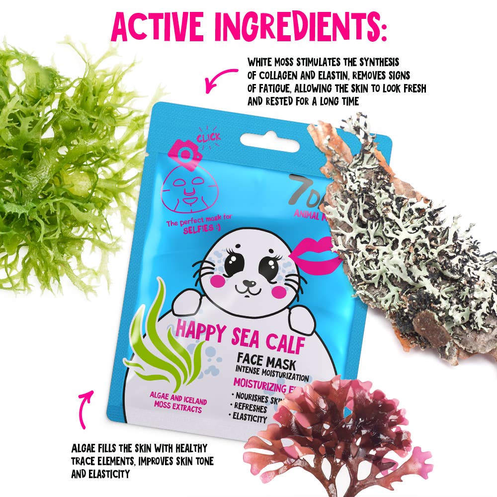 7days - Wholesale Skincare Face Mask - 7DAYS ANIMAL MASK, Sheet Face Mask HAPPY SEA CALF2