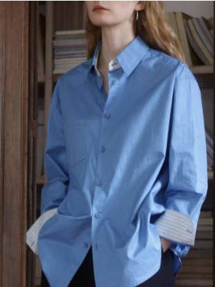 HIDDENBRAND - Wholesale Button Down Shirt - Women's - Vintage Contrasting Stripe Panel Shirt1