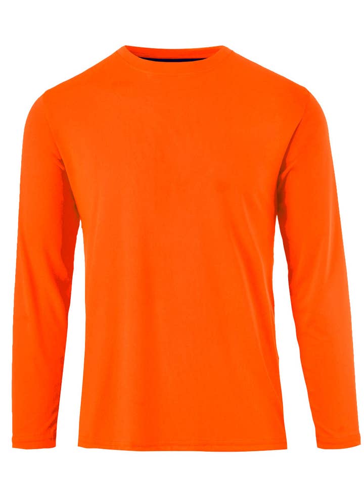 Hemworld - Wholesale T-Shirt - Men's - Performance L/S Crew Neck Orange (Pack Of 12) - 76488091