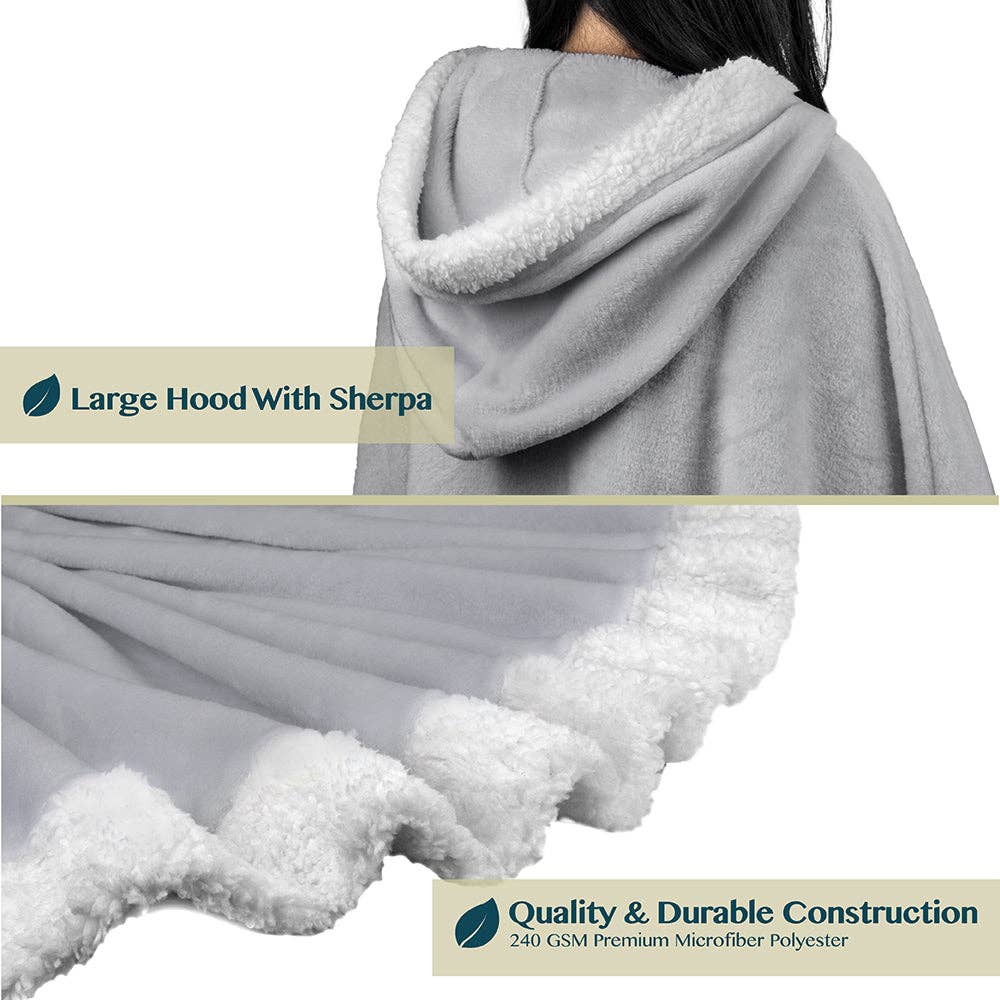 Pavilia – wholesale Poncho – Women's – Angel Wrap Hoodie Sherpa Poncho Blanket121