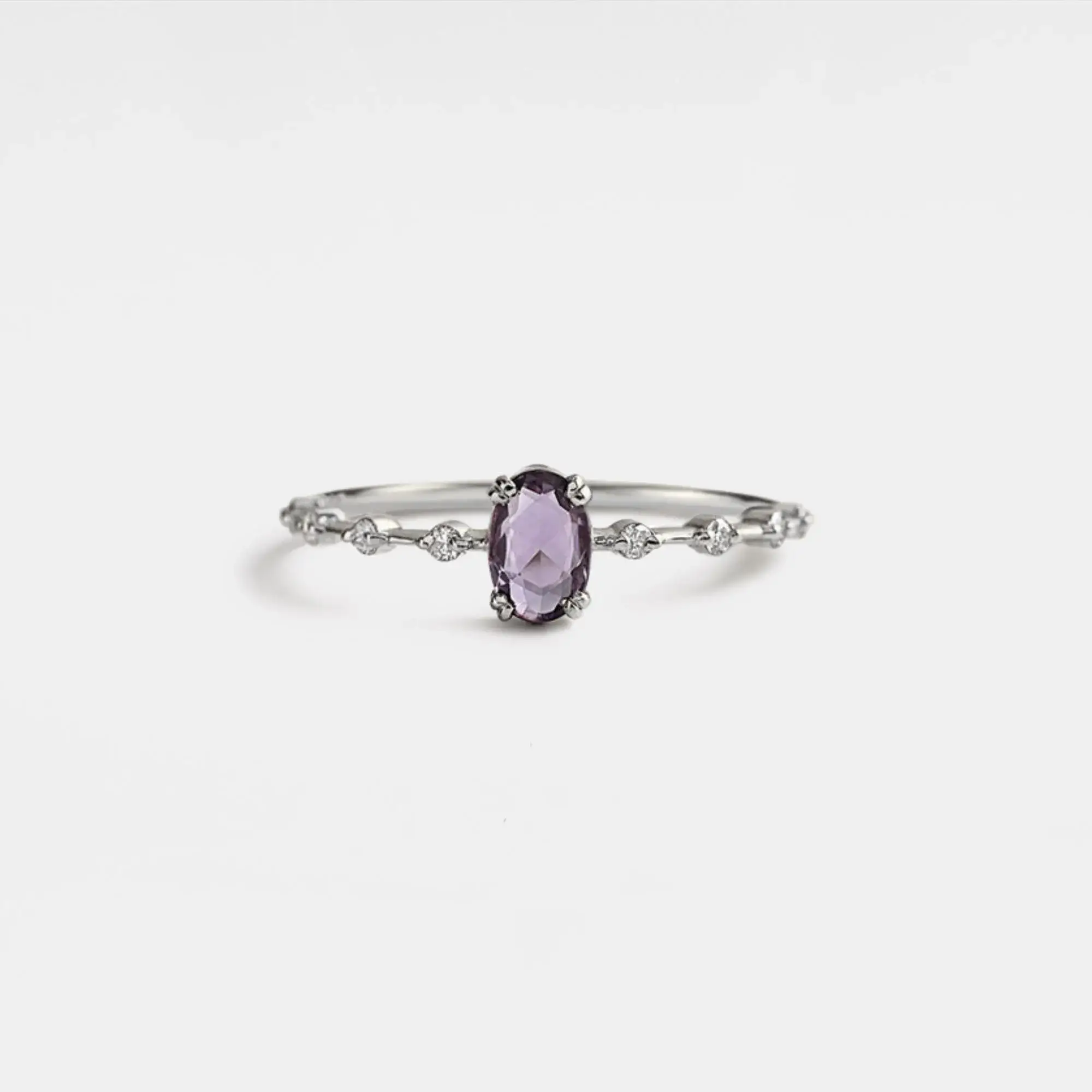 Perimade & Co. LLC - Wholesale Multi-Stone Ring - Oval Cut Natural Amethyst Ring in 925 Sterling Silver2