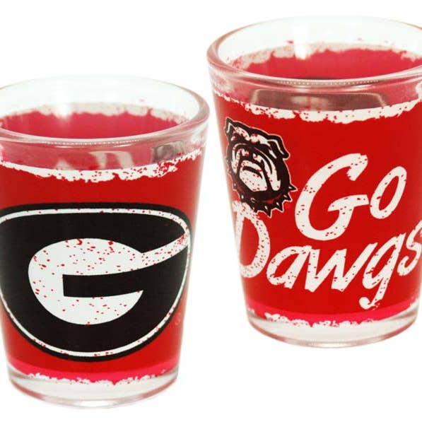 Jenkins Enterprises - Wholesale Shot Glass - GEORGIA BULLDOGS SHOTGLASS TORN DESIGN