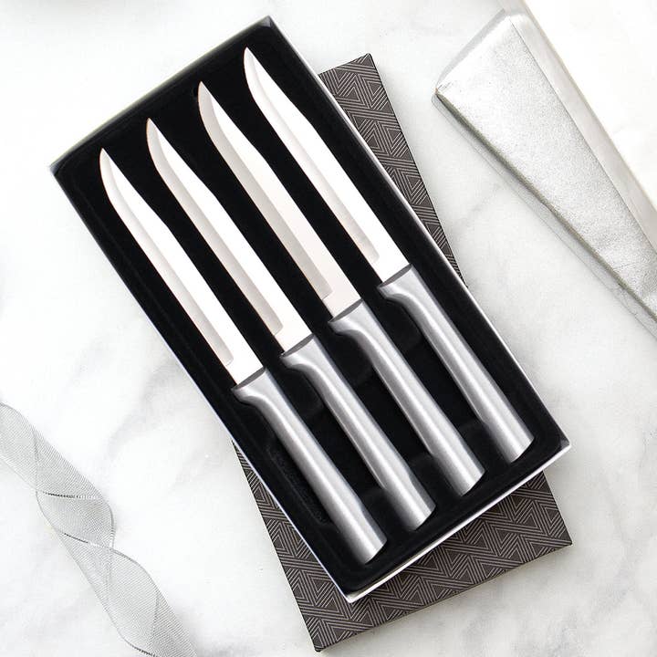 Silver Four Utility/Steak Knives Gift Set for wholesale by Rada Cutlery