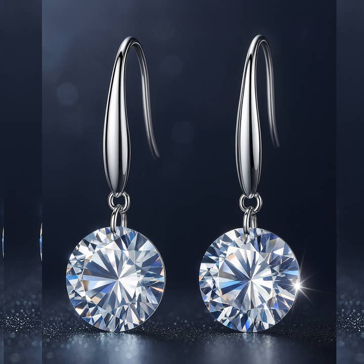 Sephla - Venta al por mayor Pendientes colgantes - Pendientes colgantes de circonita cúbica de corte redondo de 8,5 mm5