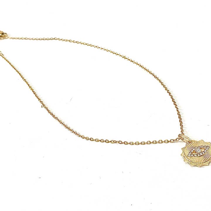 HoopLa - Wholesale Pendant/Charm Necklace - See- Evil Eye SunRay Pendant Necklace- Steel Waterproof2