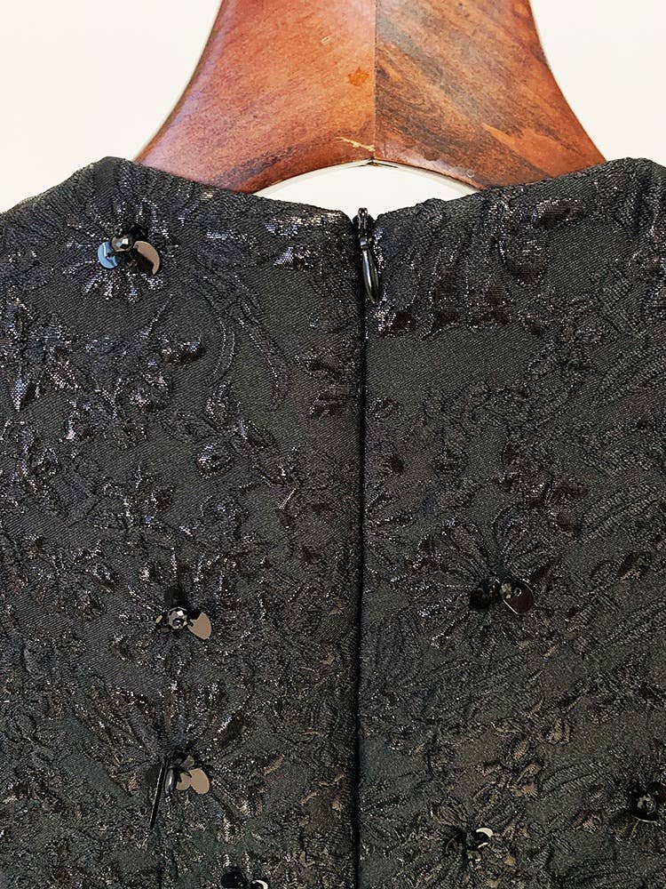 Fushcia DR071 Jacquard Beading Short-sleeved Dress for wholesale on Faire11