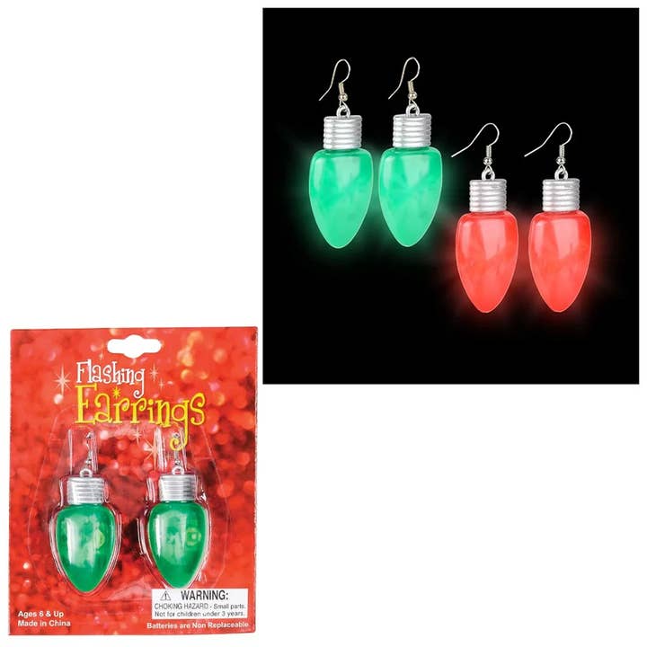 Light Up Bulb Earrings For Women's- Assorted for wholesale by JSBlueRidge Toys