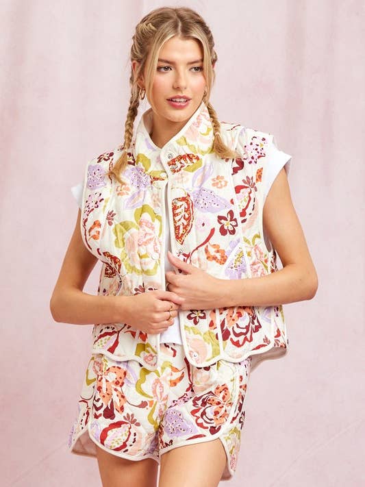 Printed Quilted Puffer Vest for wholesale by ILLA ILLA