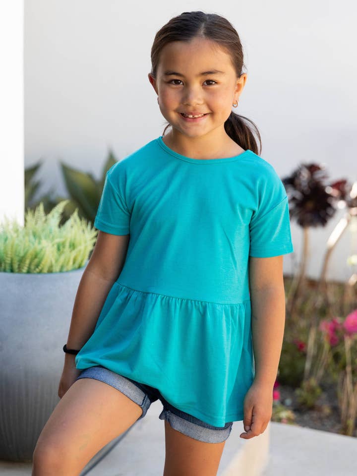 Little Girls Solid Peplum Top for wholesale by Tickled Teal