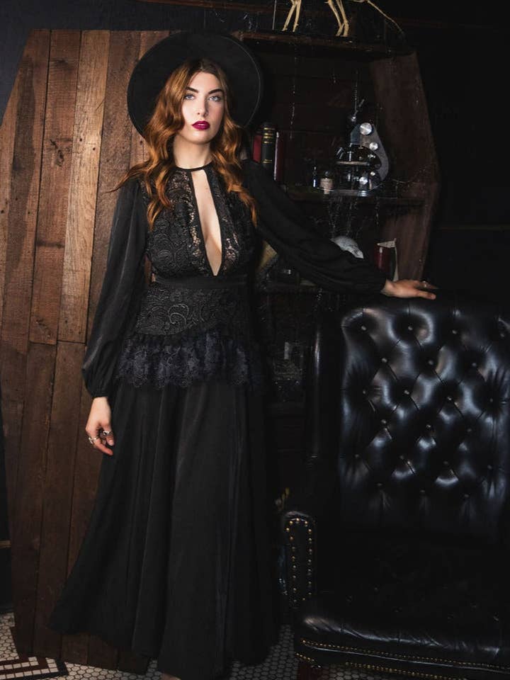 Lenore - Victorian Style Lace Maxi Dress - READY TO SHIP for wholesale by Witchwood Bags