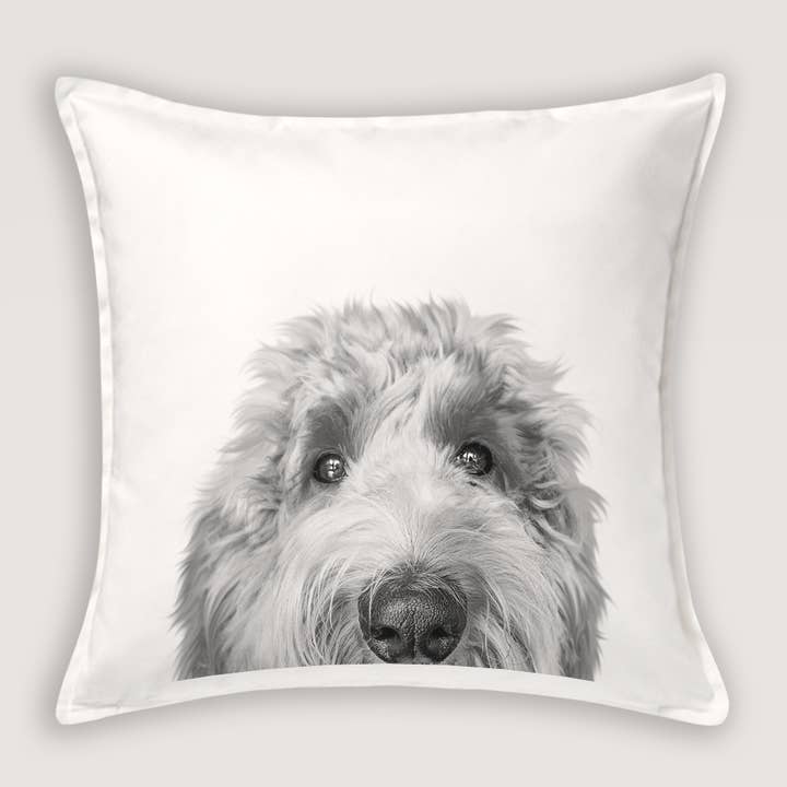 Perkie Prints - Wholesale Throw Pillow Cover - Doodle 4 (Goldendoodle) Peeking Throw Pillow Cover 4