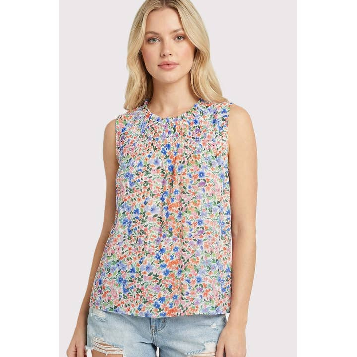 TOP ESTAMPADO FLORAL CON ESCOTE RECOGIDO para venta al por mayor de STACCATO