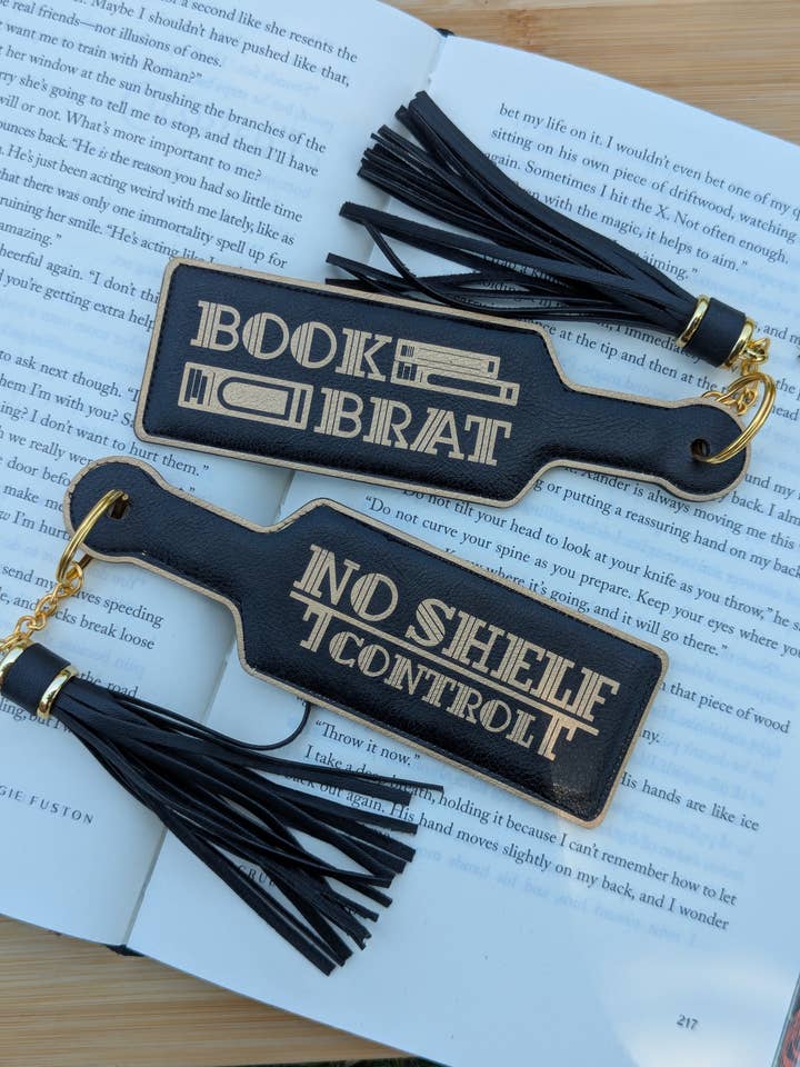 Bookish Book Brat Paddle Faux Leather Bookmark & Keychain for wholesale by Spark and Spool