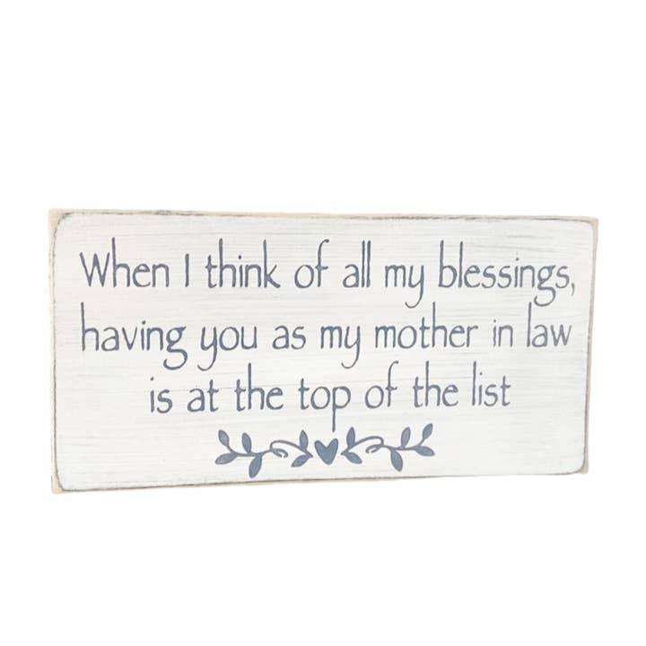 When I Think Of All My Blessings- Rustic Wood Sign- Mother In Law Christmas Gift for wholesale by Windsor Lane Handmade Decor & More