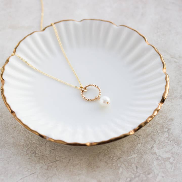 Delicate Dot & Pearl Necklace - 24mm Pendant for wholesale by mjöll