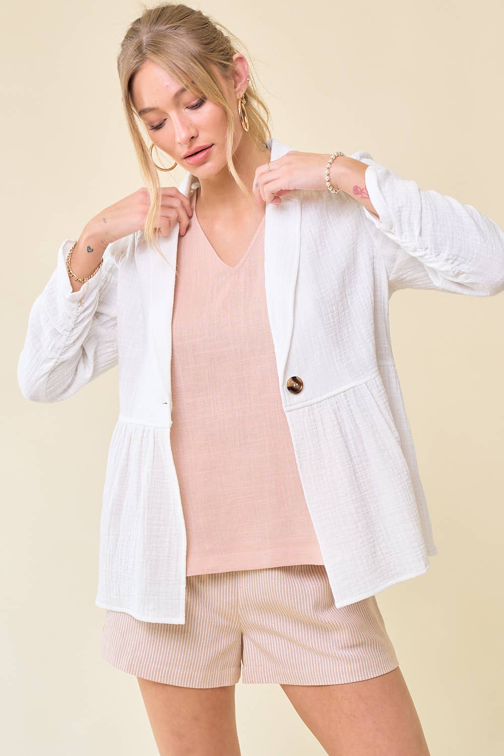 Doe and Rae – Engroshandel Blazer - Dame – SHIRRED GAZE BLAZER - 10374J10