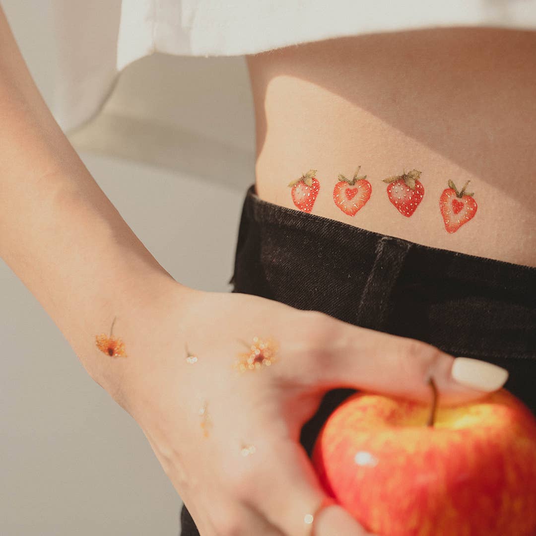 PAPERSELF – Tatuagem temporária por atacado – Adesivos de tatuagens temporárias de flores e frutas14