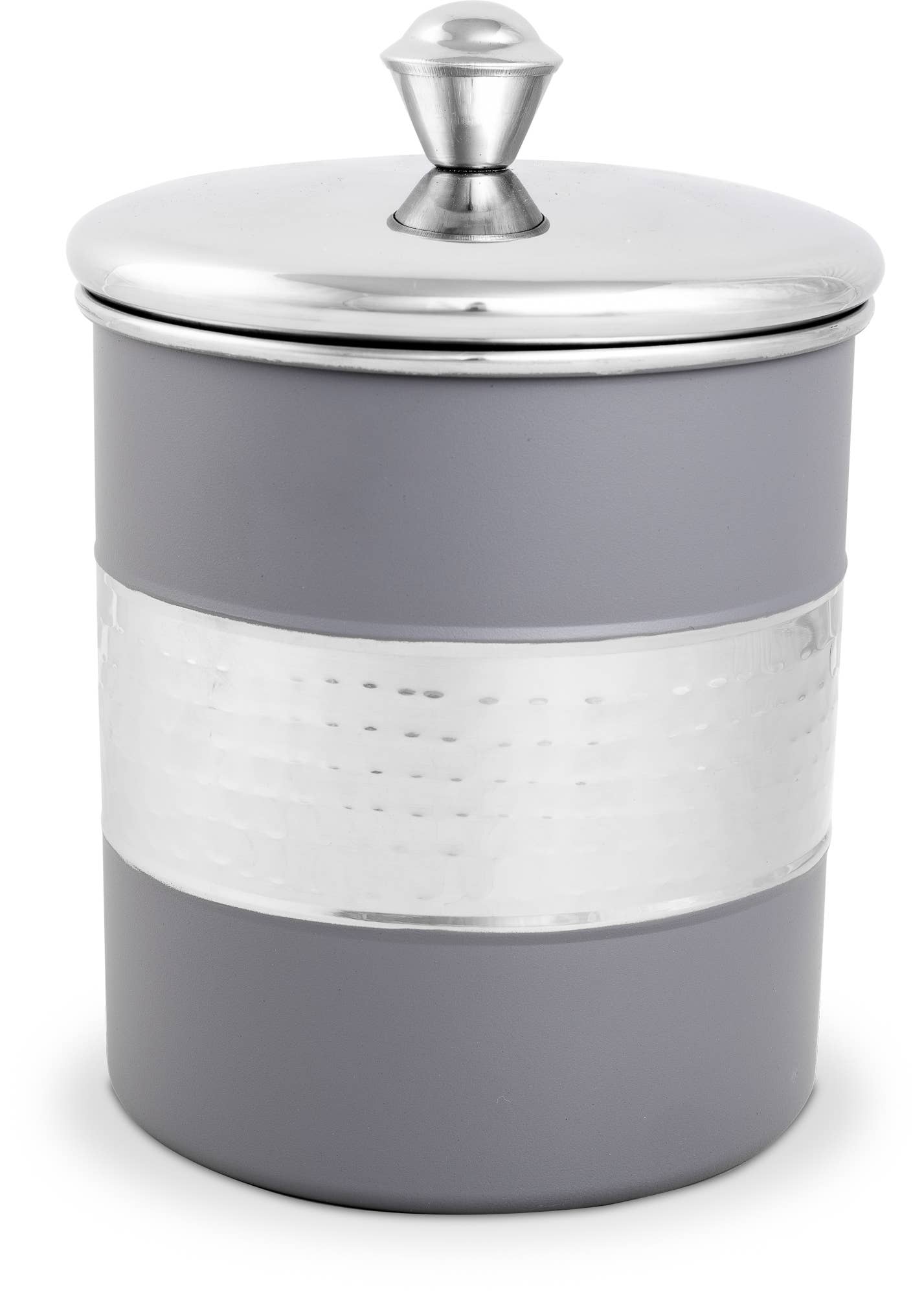 Lexi Home - Wholesale Canister Set - 3-Piece Nested Gray & Stainless Steel Hammered Canister Set2