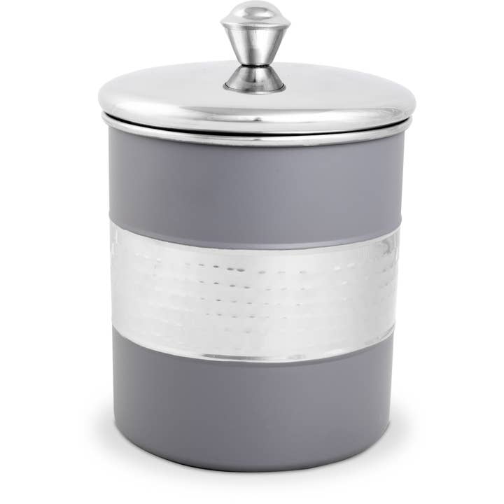 Lexi Home - Wholesale Canister Set - 3-Piece Nested Gray & Stainless Steel Hammered Canister Set2