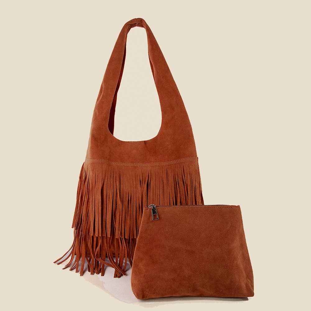 Anarchy Street - Venta al por mayor Bandolera - Mujer - Bolso Hobo de Ante con Flecos en Capas1