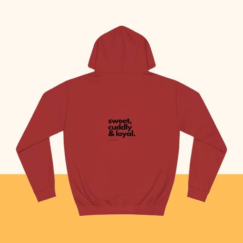 Backprint College Hoodie "Sweet, cuddly & loyal" für den Großhandel von Pawzlove