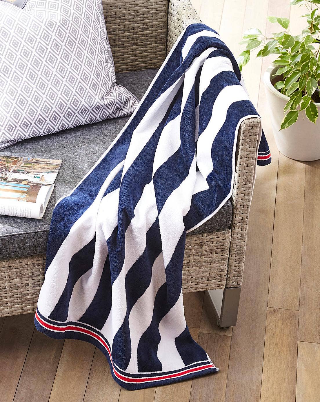 Allure Bath Fashions – wholesale Beach towel – Nautical Stripe Beach Towels - 100% Cotton Rainbow / Navy1