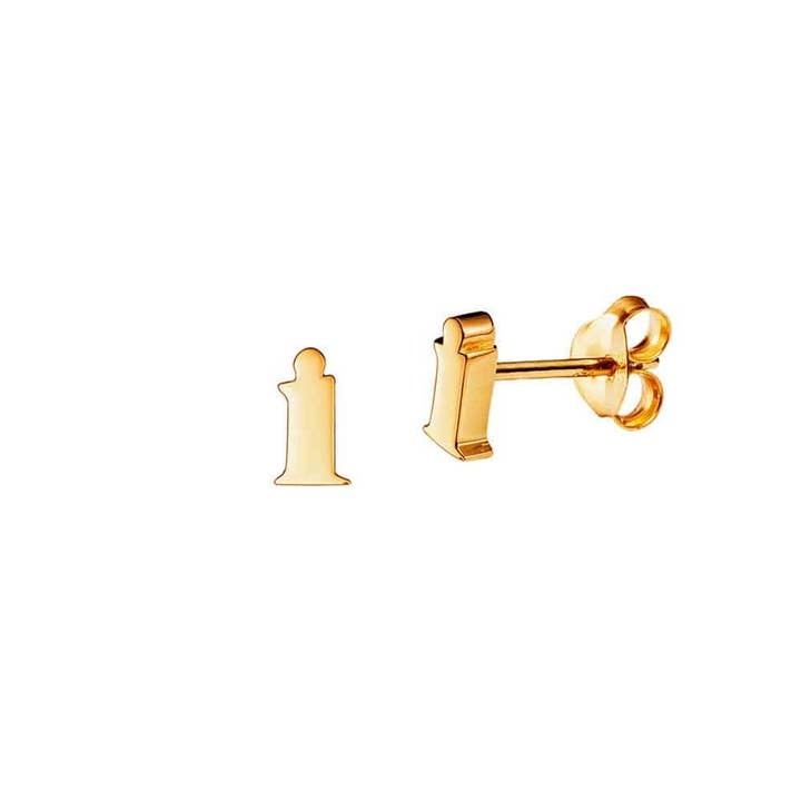 Gold Plated Stud Earring Letter i for wholesale by Juulry