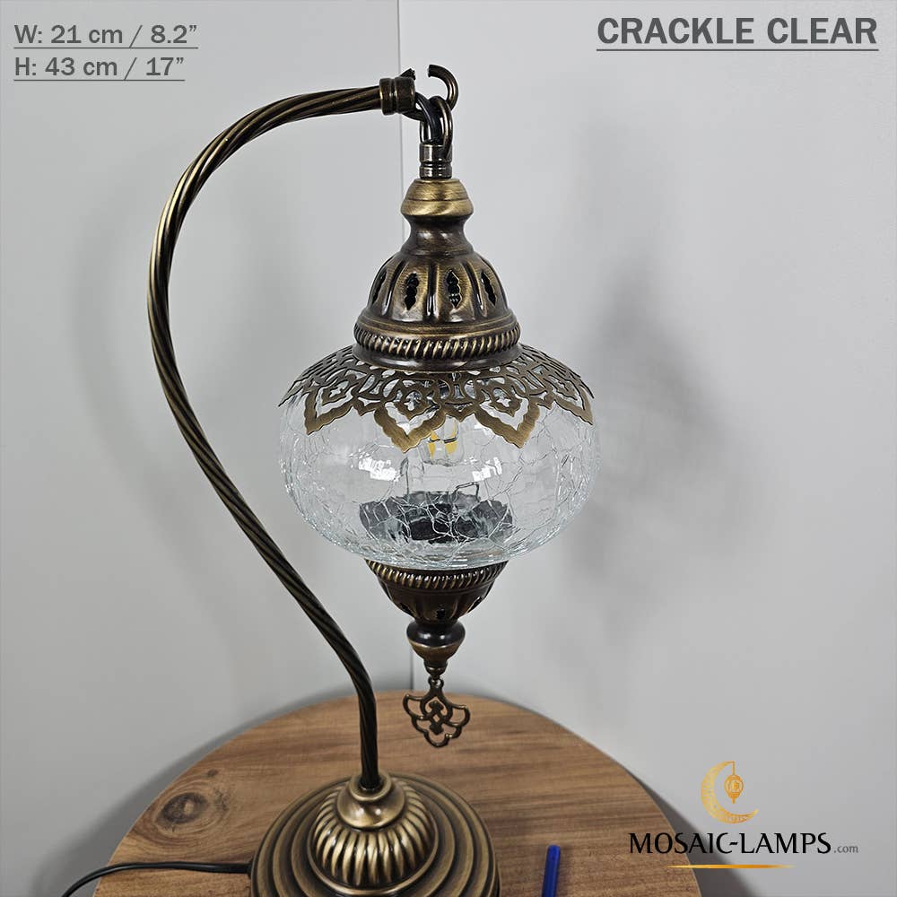 Mosaic Lamps - Vente Lampes d'appoint/de bureau - Lampe de table en verre clair à col de cygne, 8 modèles différents - Ottoman Gooseneck3