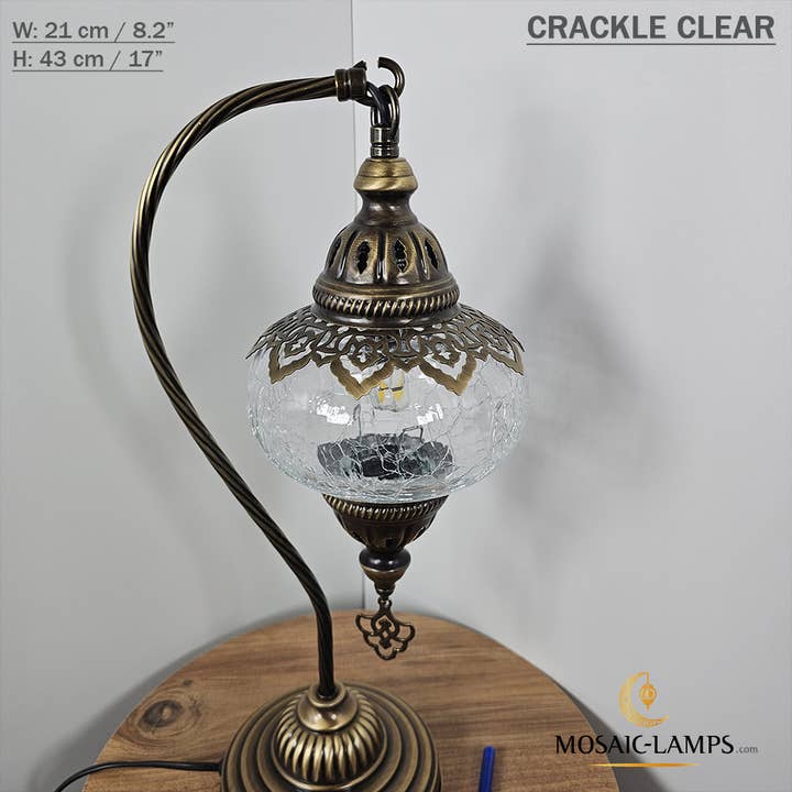 Mosaic Lamps - Vente Lampes d'appoint/de bureau - Lampe de table en verre clair à col de cygne, 8 modèles différents - Ottoman Gooseneck3