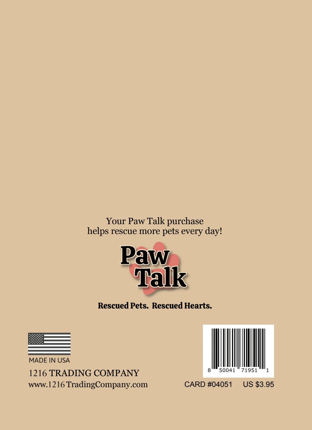 1216 Trading Company - Wholesale Everyday Greeting Card - Paw Talk Greeting Card - Occasions - 040513