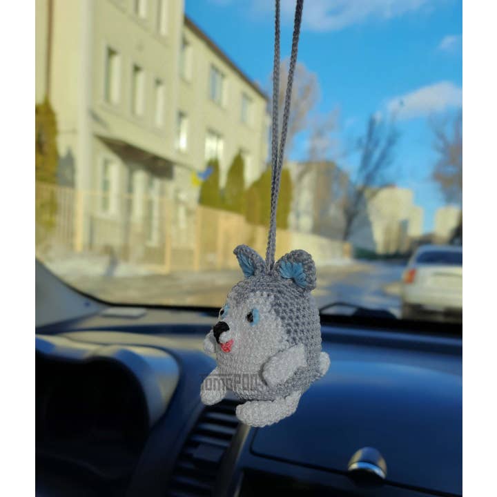 TOMOPOD LLC - Wholesale Car Decorative Charm - Unisex - Crochet Husky Car Mirror Hanging Accessories, Dog Lover Gift