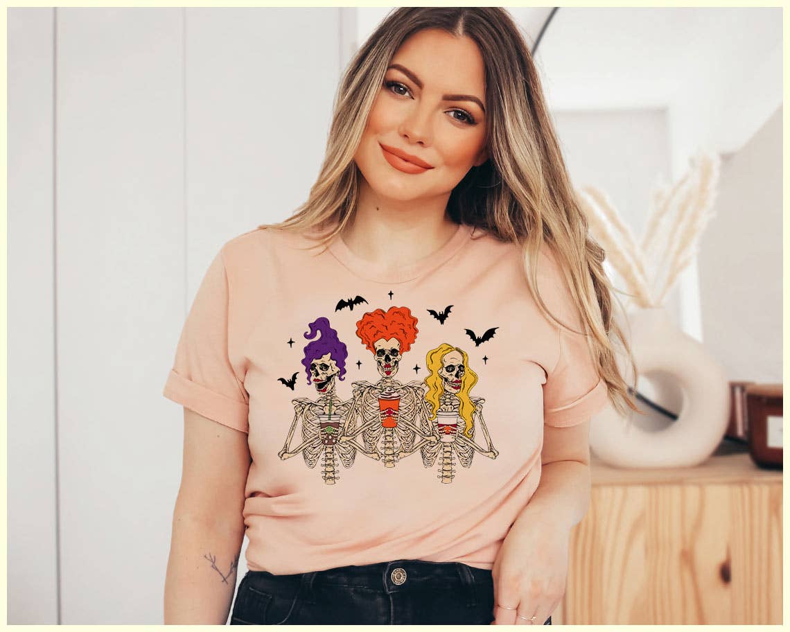 House Of Rodan - Wholesale T-Shirt (Graphic) - Women's - Sanderson Coffee Skeletons - Hocus Pocus Halloween Shirt0