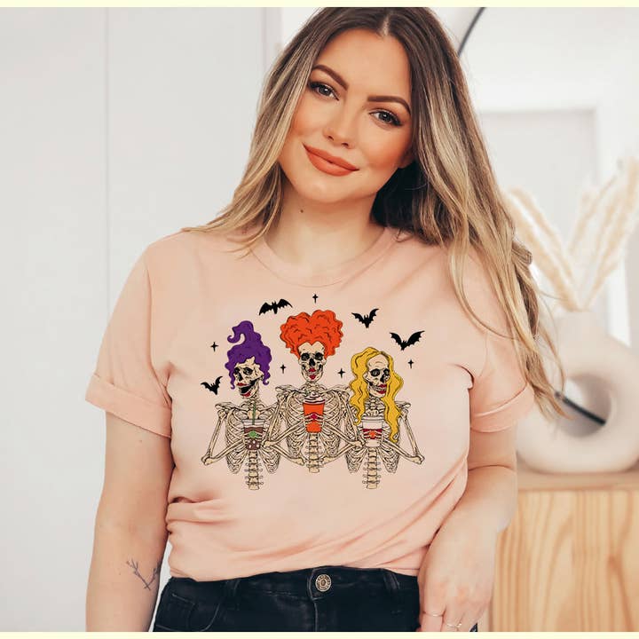 House Of Rodan - Wholesale T-Shirt (Graphic) - Women's - Sanderson Coffee Skeletons - Hocus Pocus Halloween Shirt