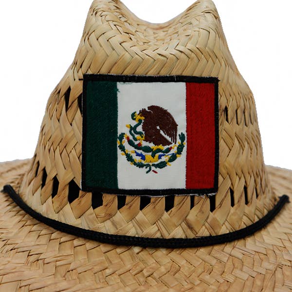 Cap Zone - Wholesale Strohoed - Uniseks - Mexicaanse vlag gepatchte natuurlijke stro outdoor badmeesterhoed2