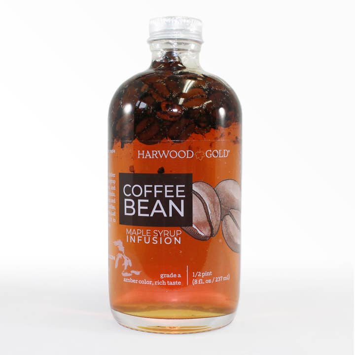 8oz - Coffee Bean Infused Maple Syrup for wholesale by Harwood Gold