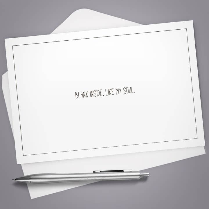 Greeting Card, Blank inside. Like my soul. Hilarious Card for wholesale by Vintage Wit