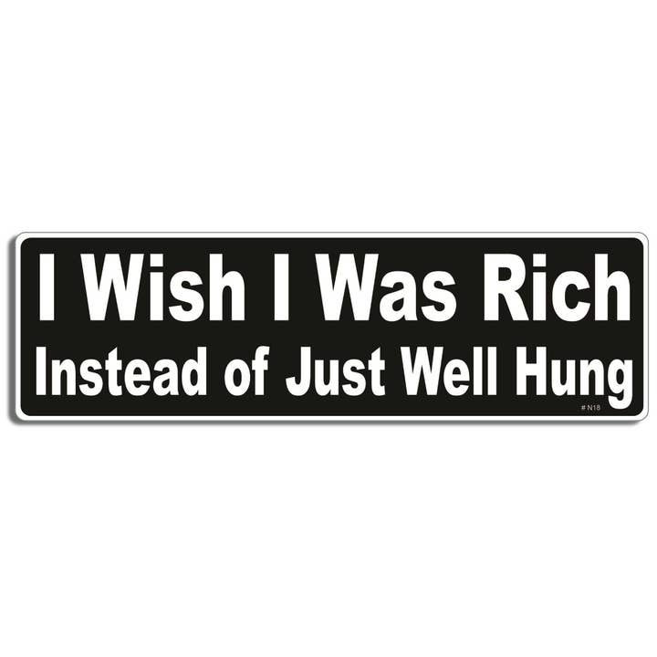 Ik wou dat ik rijk was in plaats van gewoon goed opgehangen - grappige bumpersticker, automagneet voor wholesale door Humper Bumper
