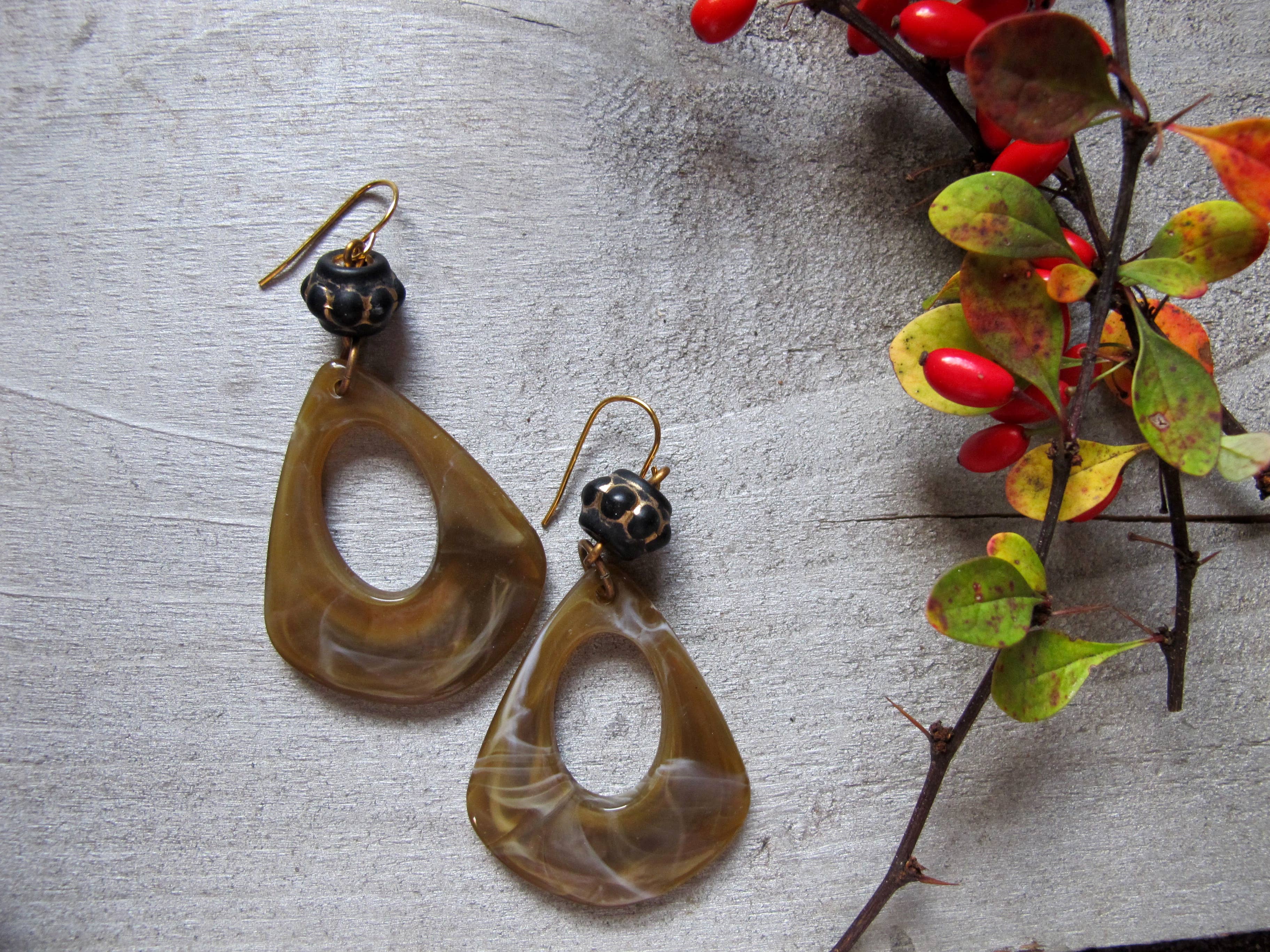 Glamourpuss Creations - Wholesale Hoop Earrings - Caramel Resin Hoop Dangles2