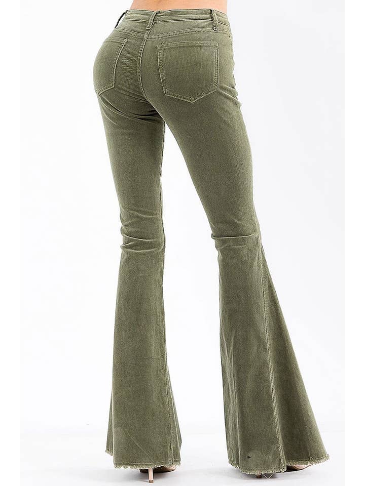 ROUSSEAU - Wholesale Pants - Women's - BUTTON CLOSURE POCKETS BELL LEG CORDUROY PANTS9